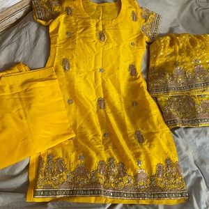 Indian salwar kameez outfit yellow